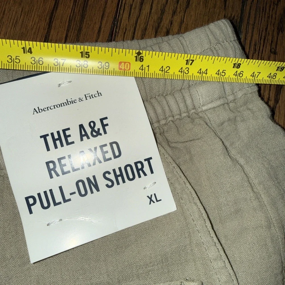 Abercrombie & Fitch Relaxed Pull On Short Size Extra Large XL New Beige 7" - Picture 9 of 9